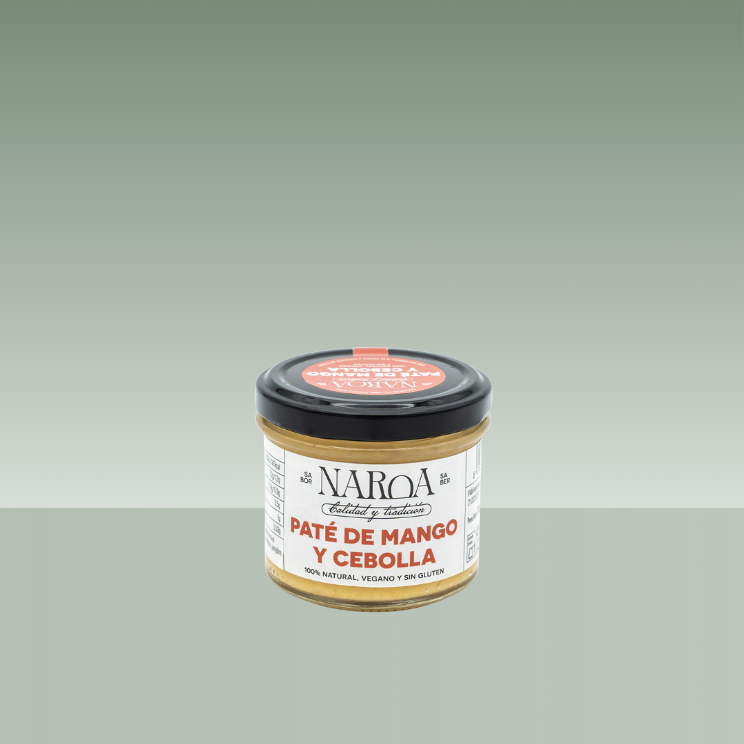 Tarro de Paté de Mango y Cebolla Naroa 100% natural, vegano y sin gluten.
