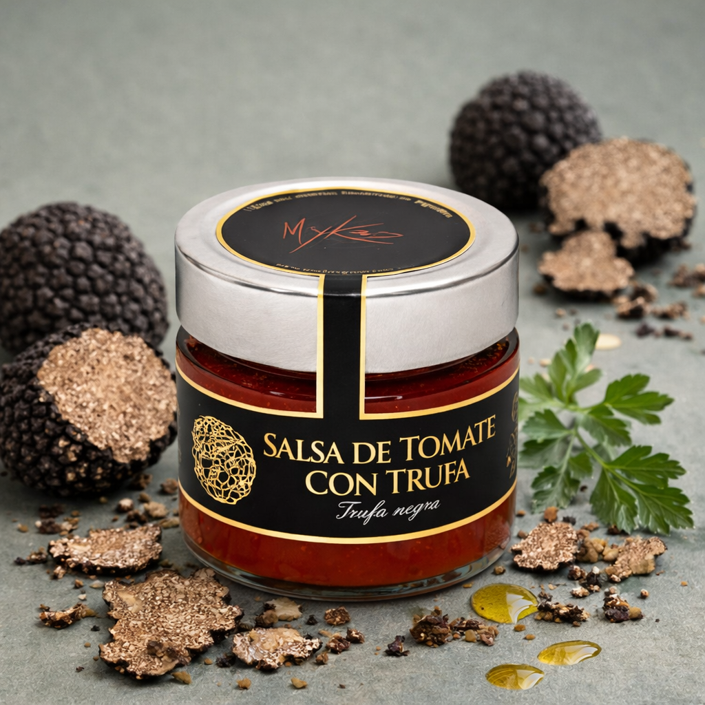Salsa de tomate con trufa negra gourmet en tarro