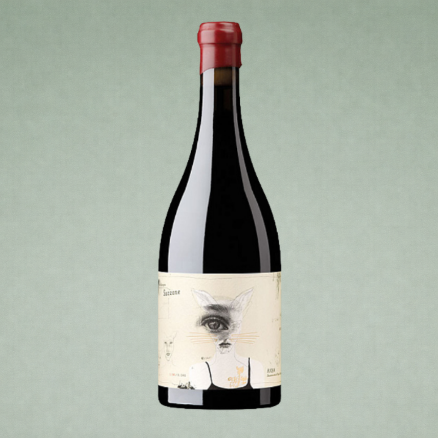Vino tinto Suzanne 2023 Oxer Wines Rioja botella sobre fondo verde
