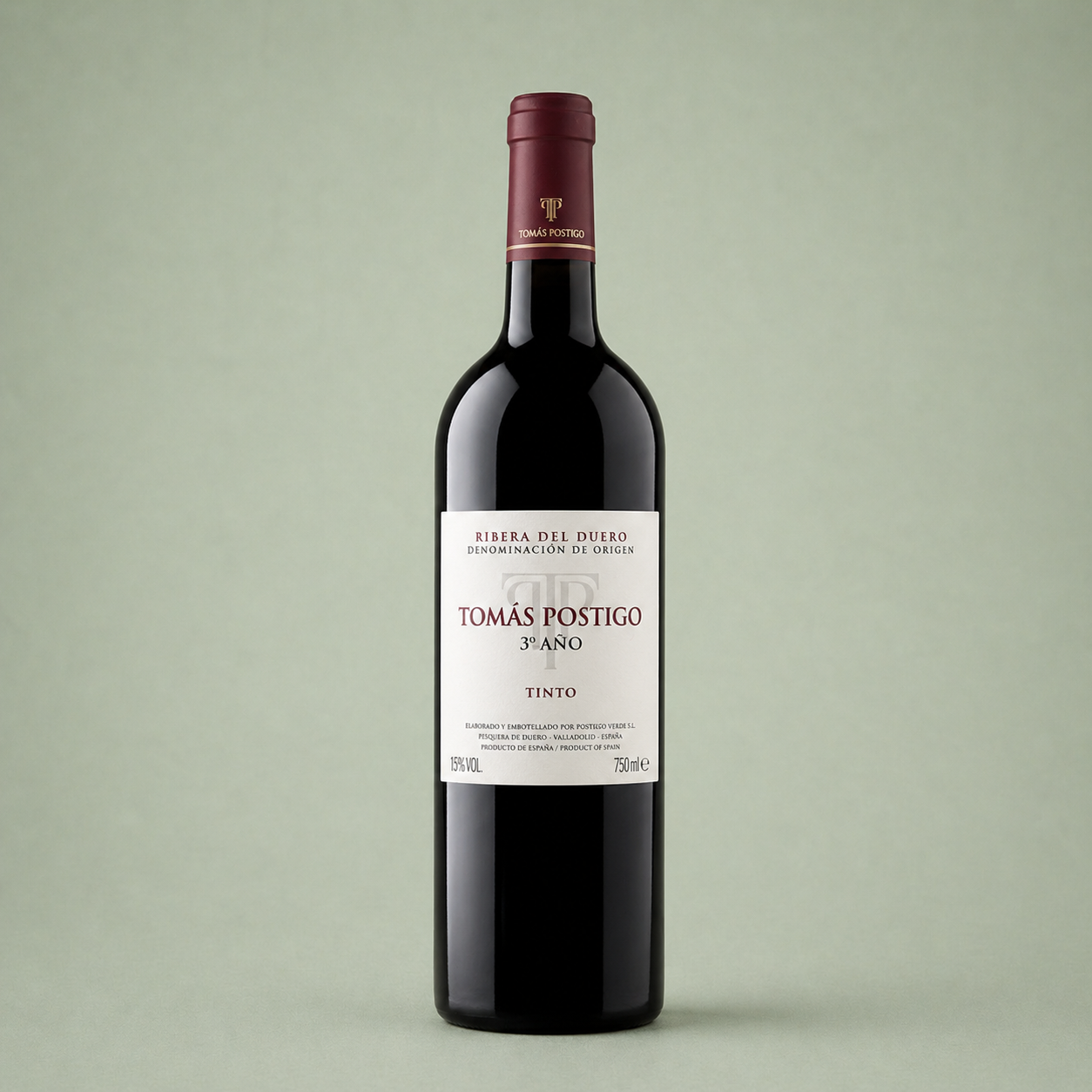 Botella MAGNUM de vino tinto Tomás Postigo 3º Año Ribera del Duero.