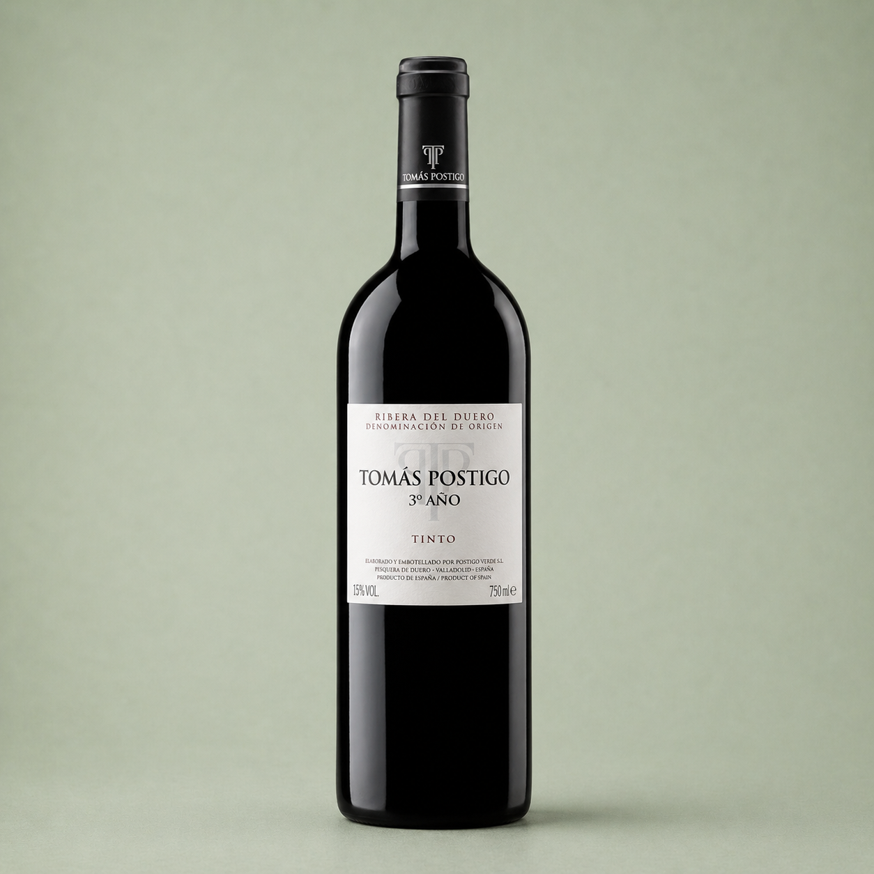 Botella de vino tinto Tomás Postigo 5º Año Ribera del Duero
