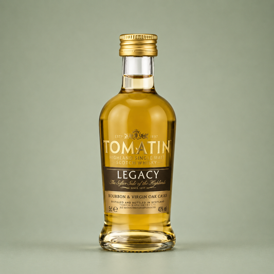 Miniatura de whisky Tomatin Legacy Highland Single Malt Scotch Whisky de 5 cl.