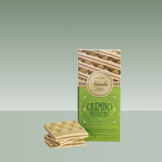 Tableta de chocolate Venchi Cremino Pistacchio 110 g con capas de pistacho.