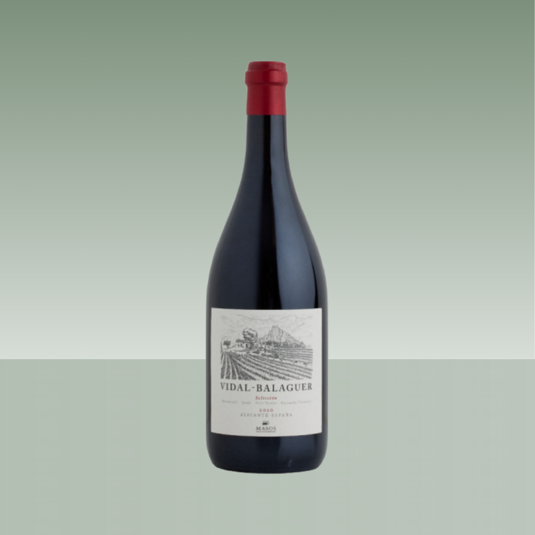 Botella de Vidal-Balaguer Selección 2020 Alicante España Bodegas Masos.