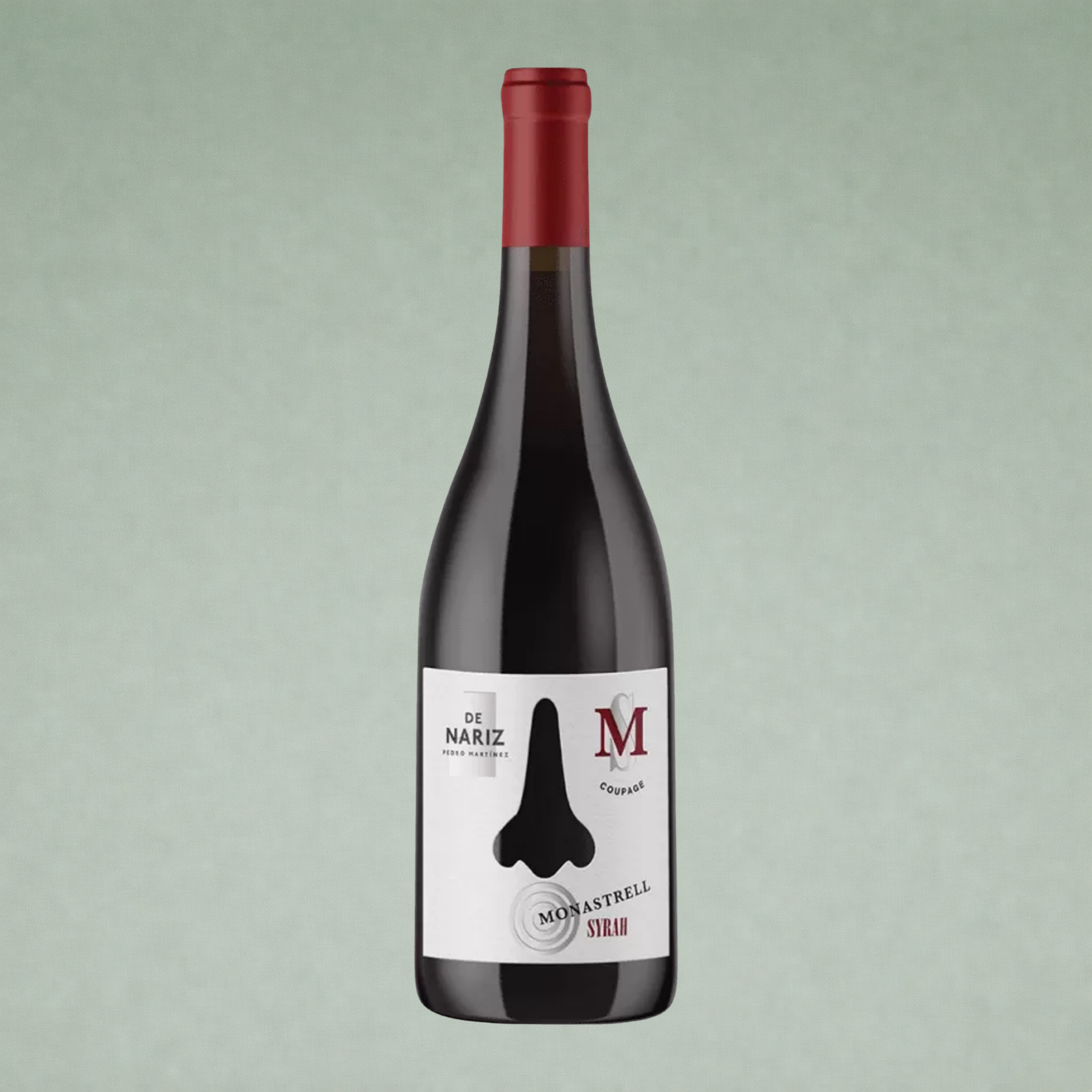 Vino tinto De Nariz Monastrell Syrah con etiqueta minimalista