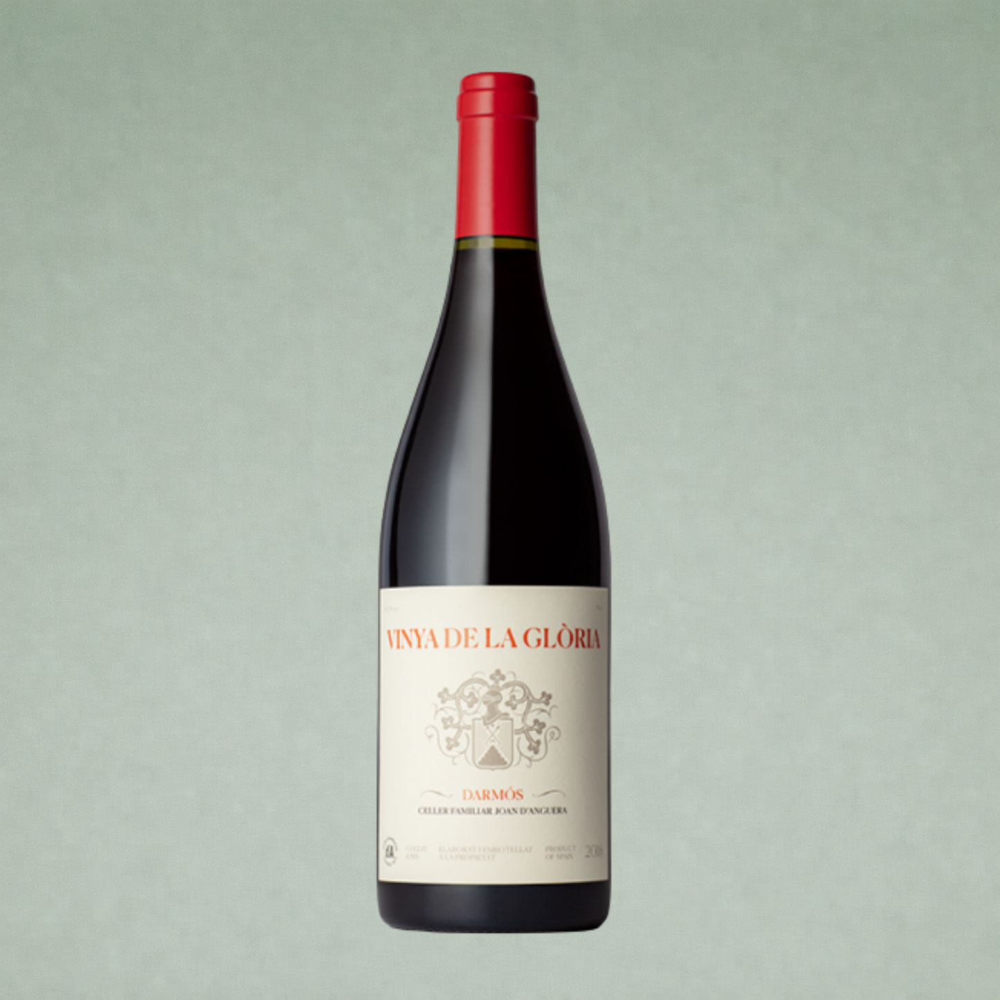 Vinya de la Glòria Darmós vino tinto botella con etiqueta elegante y cápsula roja